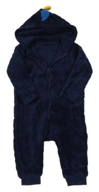 Tmavomodrá plyšová kombinéza s kapucňou s ostny PEP&CO
