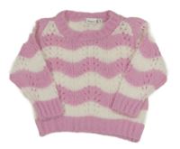 Ružovo-biely ažurový sveter name it.