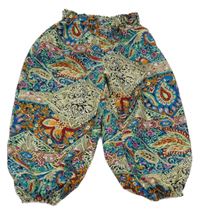 Farebné vzorované paper bag cuff ľahké nohavice SHEIN