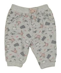 Svetlosivé melírované tepláky so zvieratkami a volánikmi Ergee