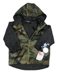 Nové - army-černá šusťáková jarní bunda s kapucí LITTLE REBELS