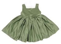 Olivové saténové slavnostní šaty s mašlí 