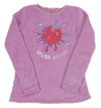 Lila plyšová pyžamová mikina s obrázkem a nápisem YOUNG IDOLS