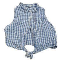 Modro-bílá kostkovaná letní crop halenka s uzlem PRIMARK