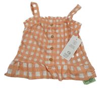 Nové - světleskořicovo-biela kockovaná letná tunika s gombíkmi F&F