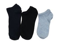 3x - Kotníčkové ponožky - Tmavomodré žebrované, černé, modré melírované