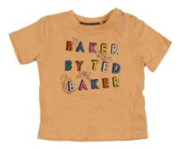 Svetlooranžové melírované tričko s logy a mořskými živočichy TED BAKER