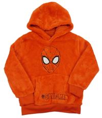 Červená chlpatá mikina so Spider-manem a vreckom a kapucňou MARVEL