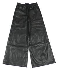 Čierne wide leg koženkové nohavice F&F
