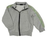 Sivá melírovaná tech fleece prepínaci mikina s logom a pruhom bekkin