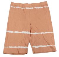 Starorůžovo-bílé batikované žebrované elastické kraťasy Primark
