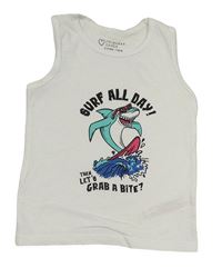 Bílé tílko se žralokem na surfu Primark
