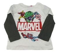 Bílo-tmavošedé triko s Avengers Marvel