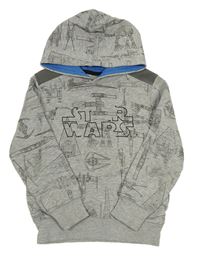 Sivá melírovaná mikina s obrázkami a kapucí - Star Wars C&A