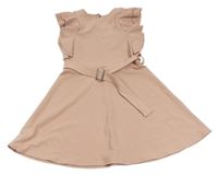 Starorůžové šaty s volánky a páskem River Island