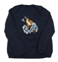 Tmavomodrý vlnený sveter so srnkou Petit Bateau