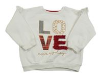 Biela mikina s nápisom a volánikmi Matalan