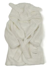 Biely chlpatý župan s kapucňou s uškami George