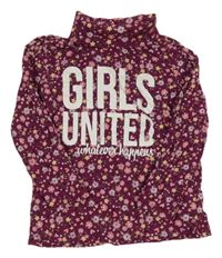 Vínový květovaný rolák s nápisem Dopodopo