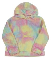 Duhová chlpatá mikina s kapucňou H&M