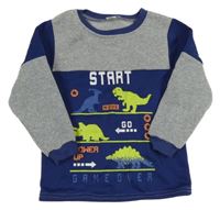 Šedo-tmavomodrá mikina s dinosaury Kiki&Koko