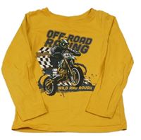 Okrové tričko s motorkářem Dopodopo