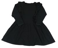 Černé bavlněné šaty s volánky