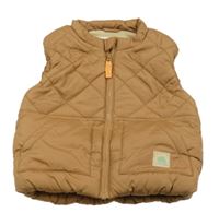 Hnedá prešívaná šušťáková zateplená vesta F&F