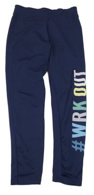 Tmavomodré športové legíny s nápisom Ergeenomix