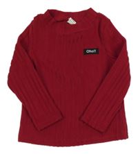 Tmavočervené rebrované úpletové tričko s nášivkou Shein