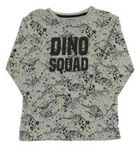 Sivé melírované skvrnité tričko s kostrami dinosaurů Matalan