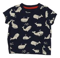 Tmavomodré tričko s velrybami