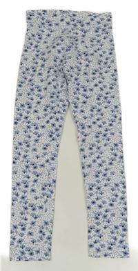 Biele bodkovaná é legíny s kvetinami Lupilu