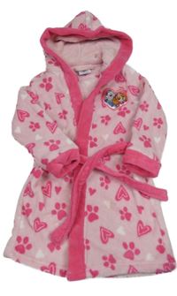 Růžový chlupatý župan se srdíčky a kapucí - Paw Patrol Nickelodeon