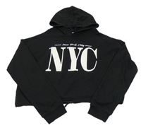 Čierna crop mikina s nápisom a kapucňou H&M