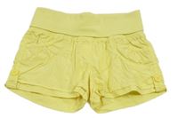 Žlté plátenné kraťasy s úpletovým pasom