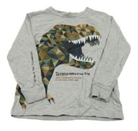 Šedé melírované triko s dinosaurem Next