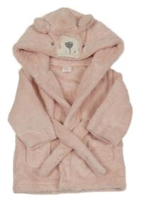 Ružový chlpatý župan s kapucí - medvěď Studio