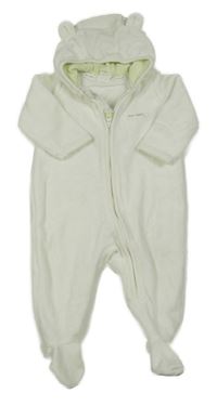 Smetanová sametová podšitá kombinéza s nápisem a kapucí H&M