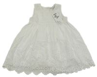 Nové - Bílé šaty s madeirou