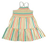 Bielo-farebné pruhované bavlnené šaty So Cute