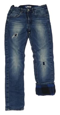 Modré podšité skinny fit rifle s prošoupáním H&M