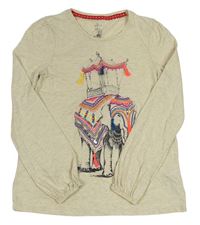 Béžové melírované tričko so slonom M&S