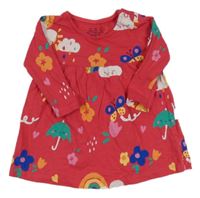 Malinové bavlnené šaty s obrázkami F&F