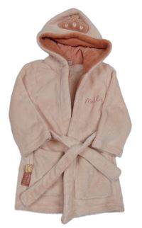Světlerůžový chlupatý župan s křídly a kapucí