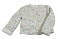 Bielo-farebná kvetovaná zateplená bunda