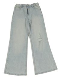 Světlemodré baggy rifle s dírami H&M