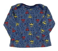 Tmavomodré vzorované tričko s autami M&Co.