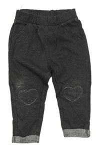 Tmavošedé třpytivé tregíny se srdíčky C&A