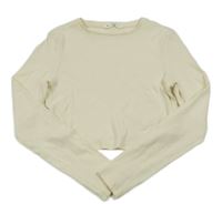 Smetanové žebrované crop triko Matalan